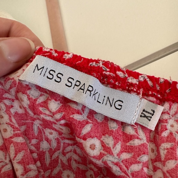 Red Ditsy Floral Tiered Summer Mini Dress Size XL - Picture 4 of 5